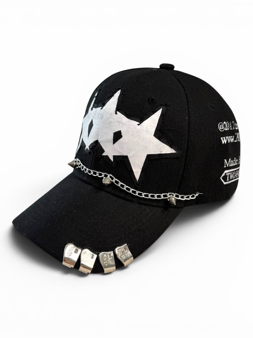 TWO-FACE x 2012co Neo Punk Star Spike Chain Graphic Graffiti Adjustable Cap
